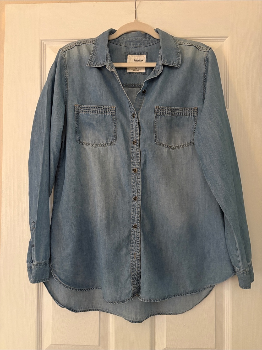 Sonoma Light Blue Denim Button-Down Shirt